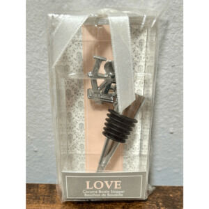 Kate Aspen LOVE Chrome Bottle Stopper, Wedding, Wine Champagne Saver, Silver